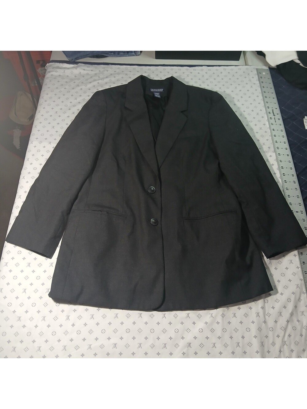 Lands End Womens Black Blazer Jacket Size 12 Career Office Preppy Classic